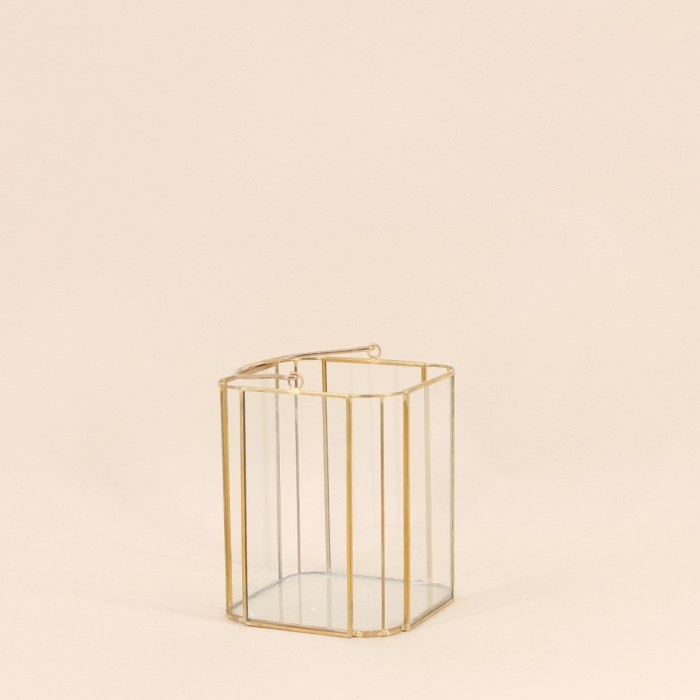 Lanterne en verre et métal doré 16cm | Hashtag Déco