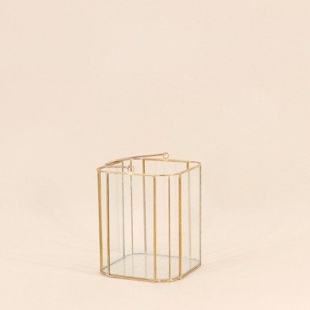 Lanterne en verre et métal doré 16cm | Hashtag Déco