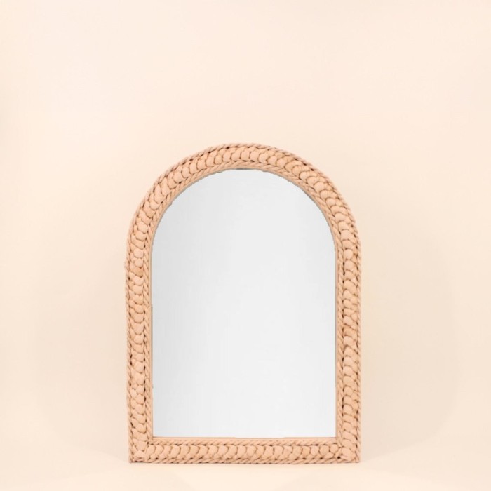 Miroir en forme d'arche en corde de maïs 40x55x2cm