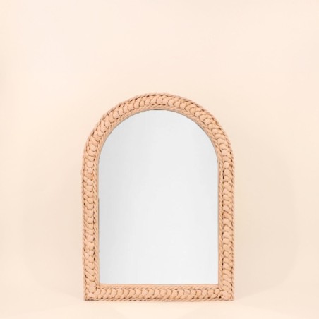 Miroir en forme d'arche en corde de maïs 40x55x2cm