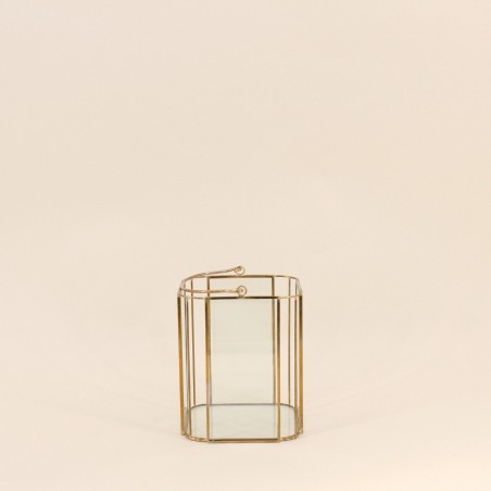Lanterne en verre et métal doré 16cm | Hashtag Déco