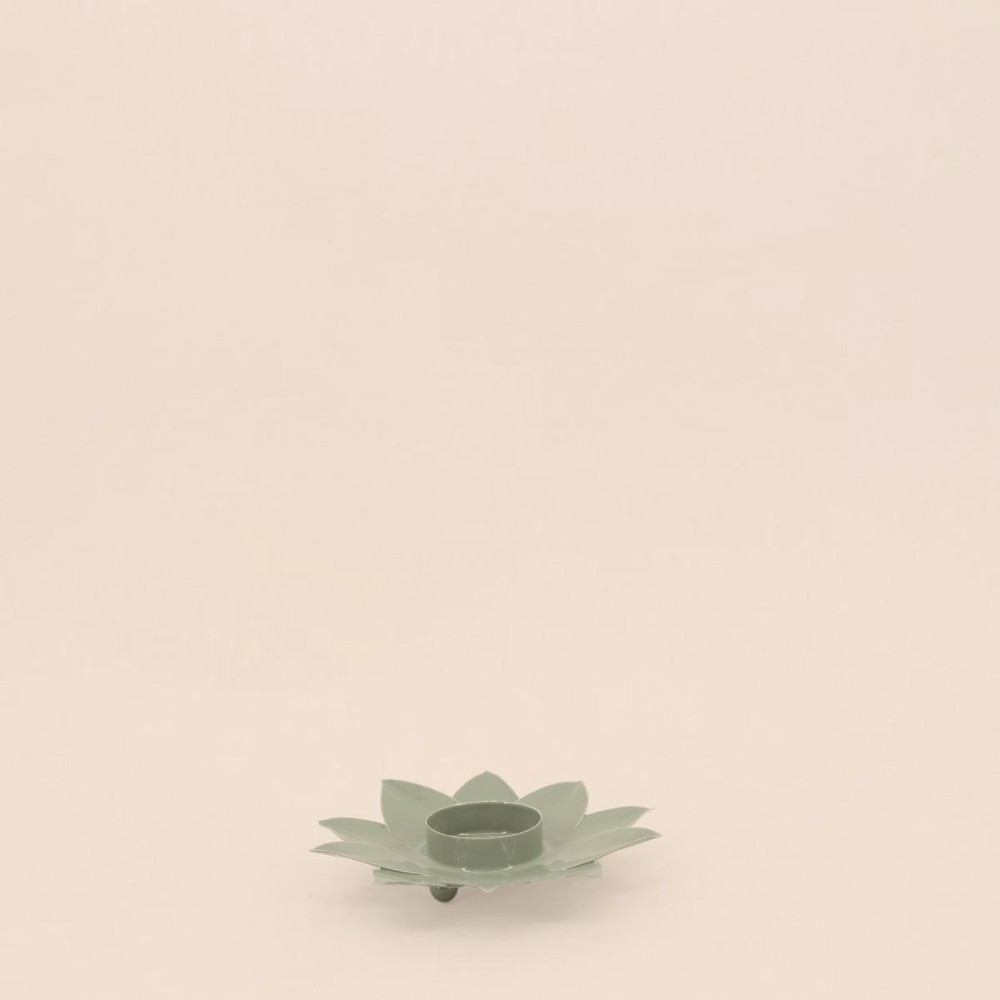 Bougeoir forme fleur vert 12cm