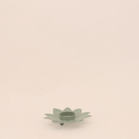 Bougeoir forme fleur vert 12cm