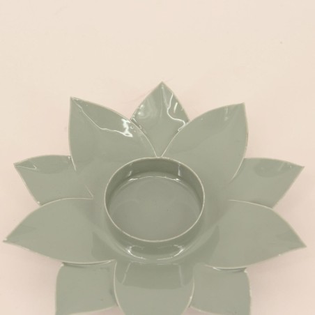 Bougeoir forme fleur vert 12cm