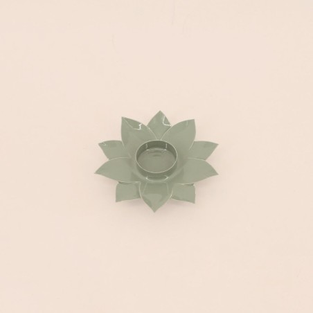 Bougeoir forme fleur vert 12cm