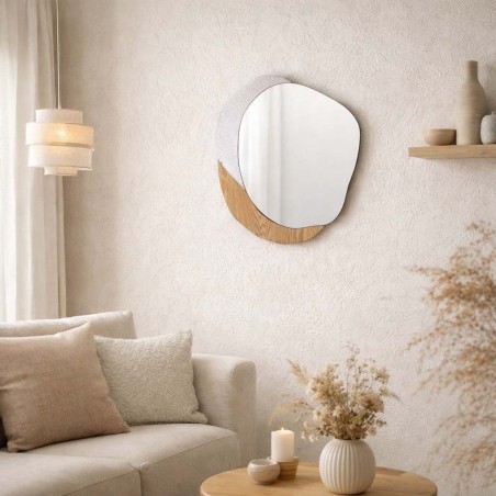 Miroir mural design bois naturel 50x60cm | Hashtag Déco