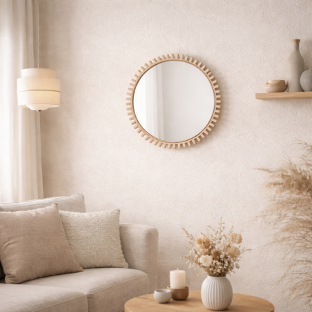 Miroir rond bois naturel 45cm | Hashtag Déco