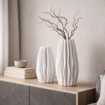 Vase céramique 3D blanc 37cm, design unique | Hashtag Déco