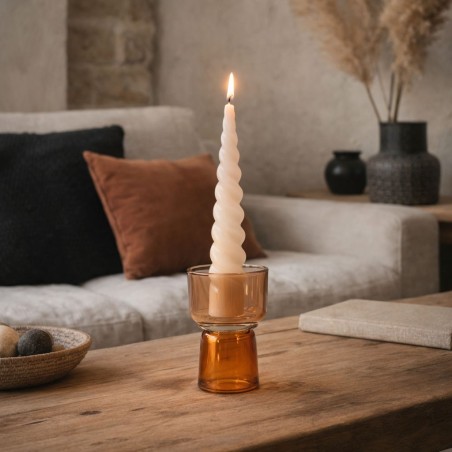 Bougeoir double entrée verre transparent 15cm | Hashtag Déco