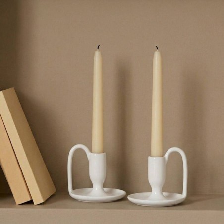 Lot de 2 bougeoirs en céramique blanche | Hashtag Déco