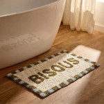 Tapis de bain coton brodé Bisous 50x80 cm | Hashtag Déco