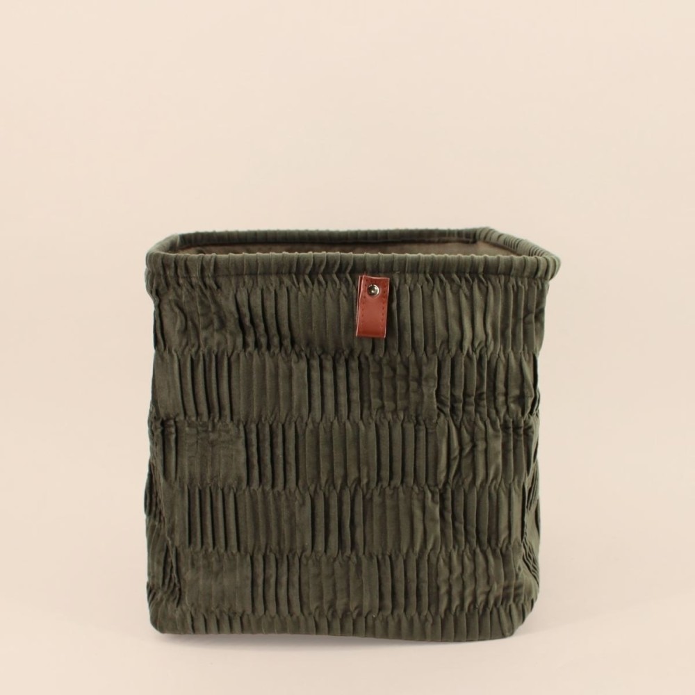 Cube de rangement velours vert kaki 31x31 | Hashtag Déco