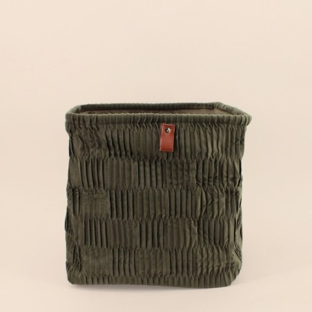 Cube de rangement velours vert kaki 31x31 | Hashtag Déco