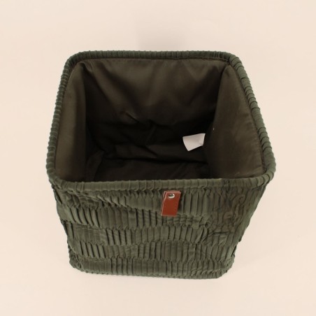 Cube de rangement velours vert kaki 31x31 | Hashtag Déco