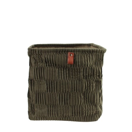 Cube de rangement velours vert kaki 31x31 | Hashtag Déco