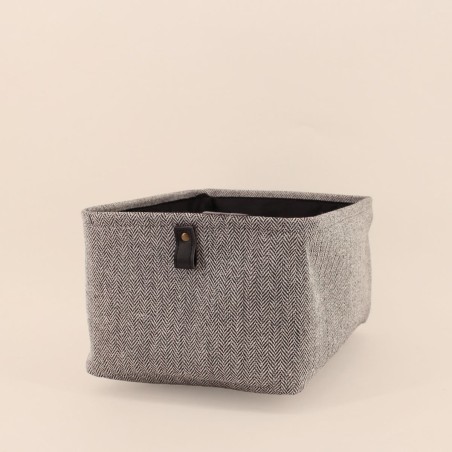 Panier à chevrons gris en polyester 36x26x18cm | Hashtag Déco
