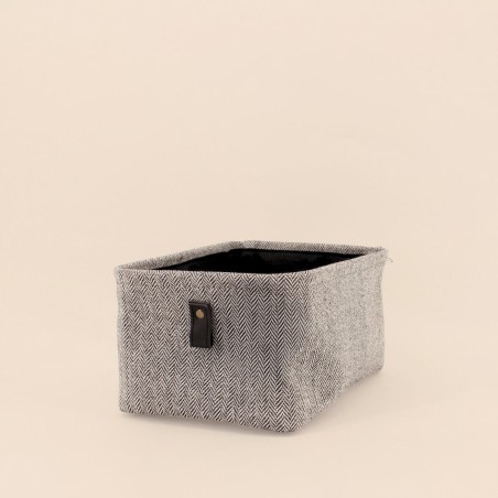 Panier à chevrons gris en polyester | Hashtag Déco