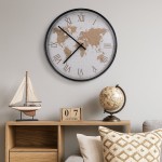 Horloge monde 50cm métal noir élégante | Hashtag Déco