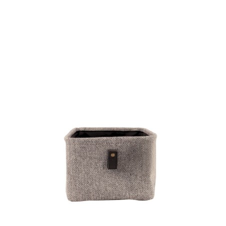 Panier à chevrons gris en polyester | Hashtag Déco