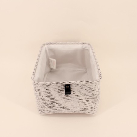 Panier à chevrons gris en polyester 36x26x18cm | Hashtag Déco