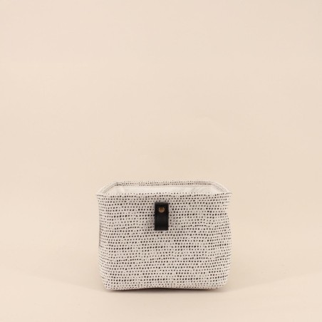 Panier à chevrons gris en polyester | Hashtag Déco