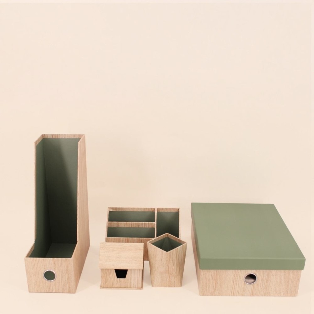 Ensemble bureau écolo carton marron vert | Hashtag Déco