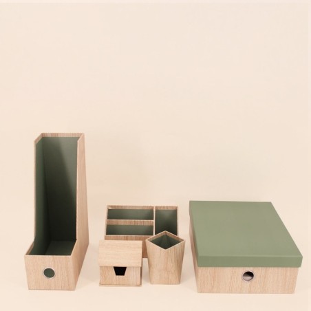 Ensemble bureau écolo carton marron vert | Hashtag Déco