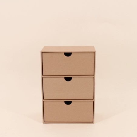 Rangement marron 3 tiroirs en carton recyclé | Hashtag Déco