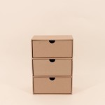 Rangement marron 3 tiroirs en carton recyclé | Hashtag Déco
