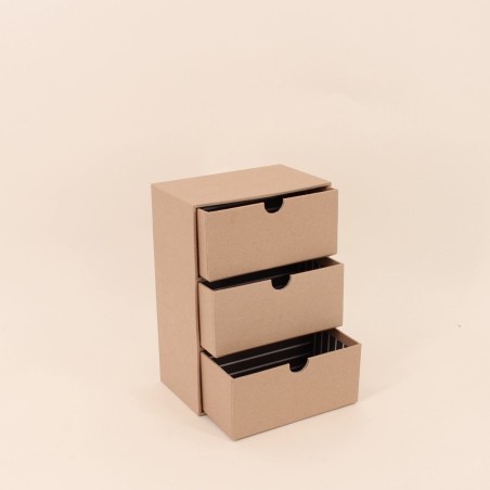 Rangement marron 3 tiroirs en carton recyclé | Hashtag Déco