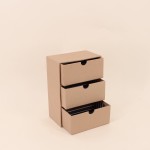 Rangement marron 3 tiroirs en carton recyclé | Hashtag Déco