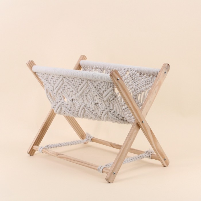 Porte revues en tissu bohème beige | Hashtag Déco