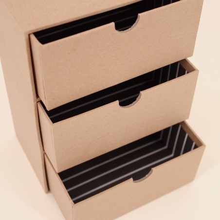 Rangement marron 3 tiroirs en carton recyclé | Hashtag Déco