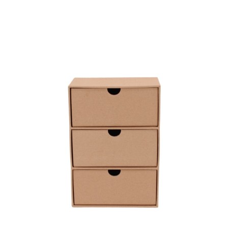 Rangement marron 3 tiroirs en carton recyclé | Hashtag Déco