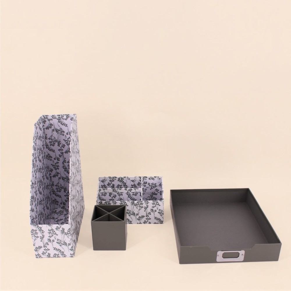 Ensemble bureau carton recyclé gris élégant | Hashtag Déco