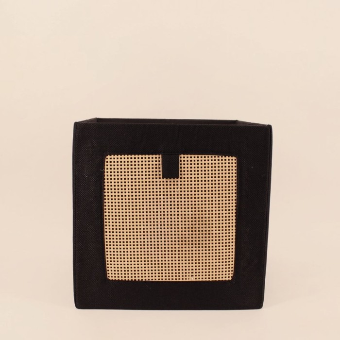 Cube rangement en cannage noir et naturel | Hashtag Déco