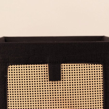 Cube rangement en cannage noir et naturel | Hashtag Déco