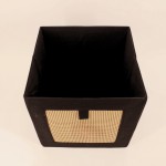 Cube rangement en cannage noir et naturel | Hashtag Déco