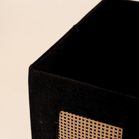 Cube rangement en cannage noir et naturel | Hashtag Déco