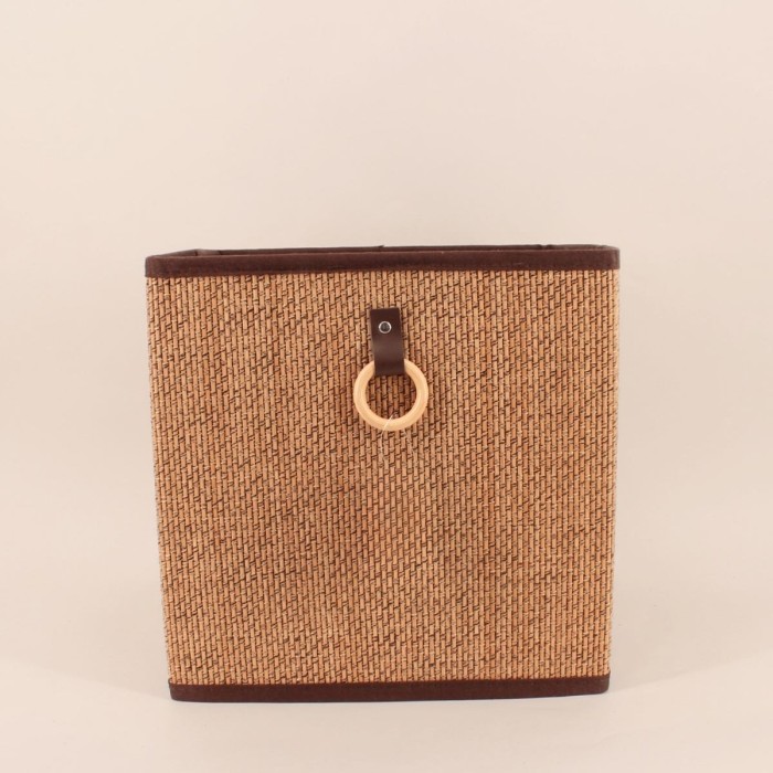 Cube rangement bambou beige marron 31x31x31cm | Hashtag Déco