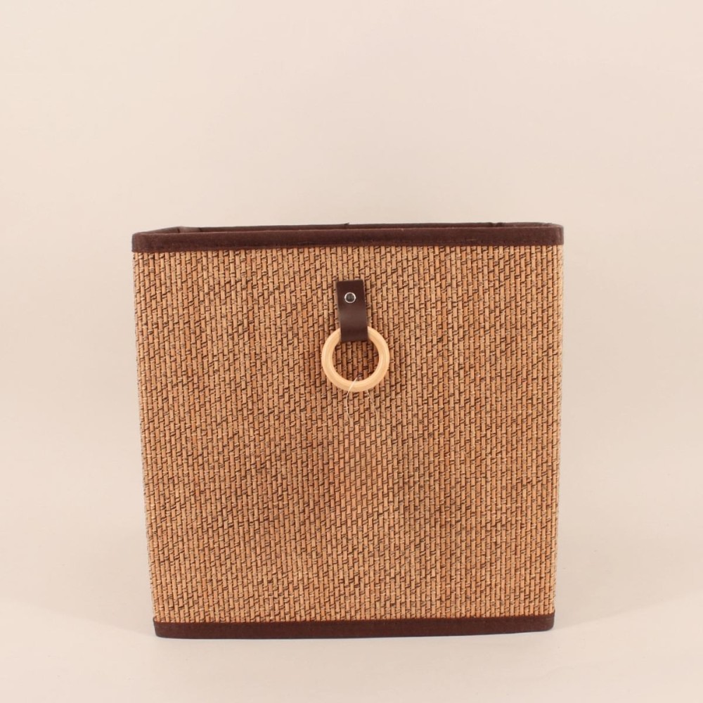 Cube rangement bambou beige marron 31x31x31cm | Hashtag Déco