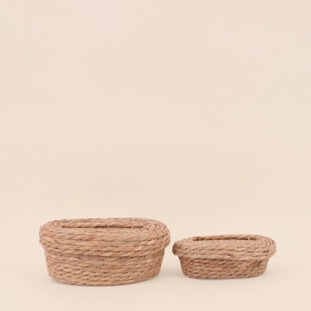 Paniers ovales naturels en fibre et paille | Hashtag Déco
