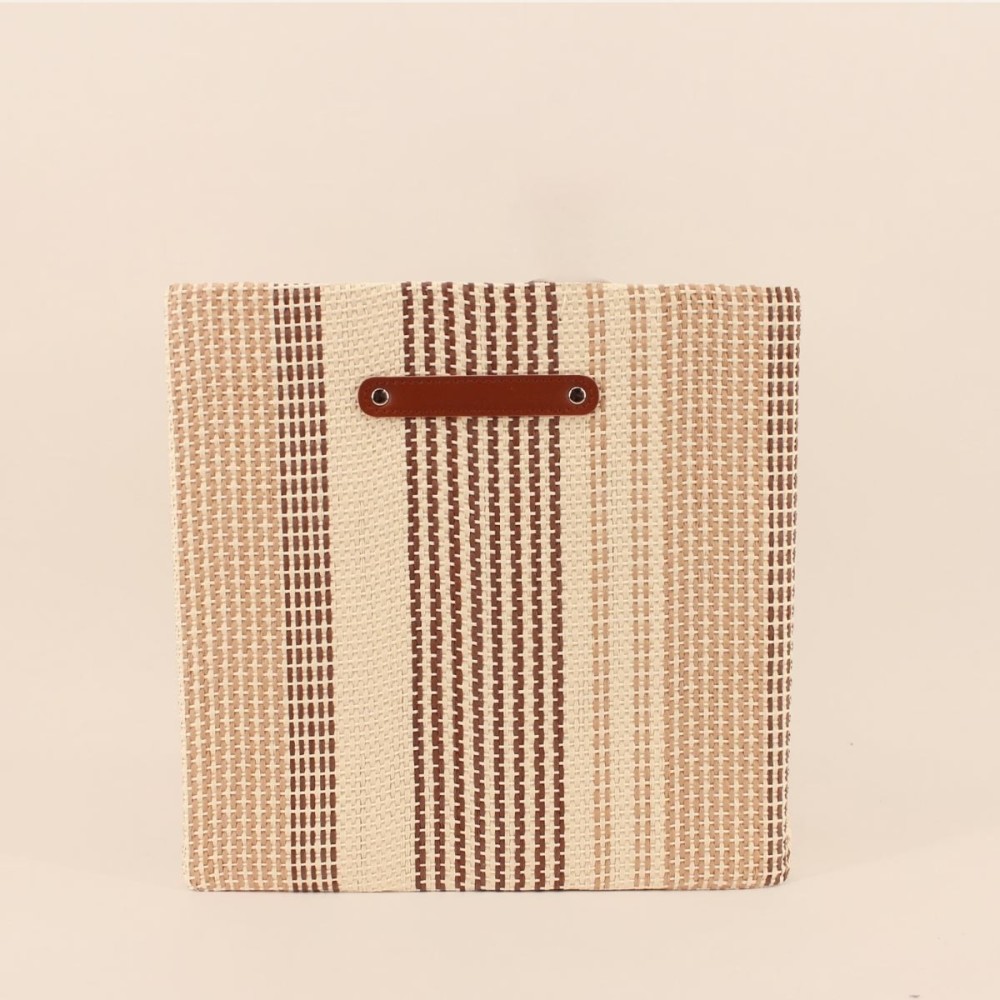 Panier cube en papier beige et marron 31cm | Hashtag Déco