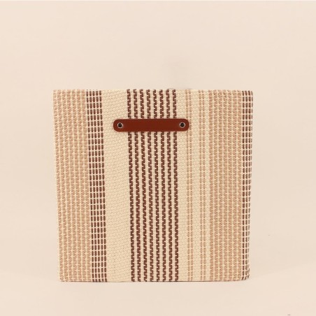 Panier cube en papier beige et marron 31cm | Hashtag Déco