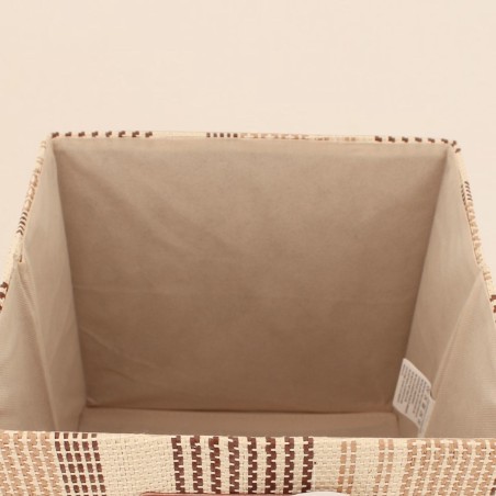 Panier cube en papier beige et marron 31cm | Hashtag Déco