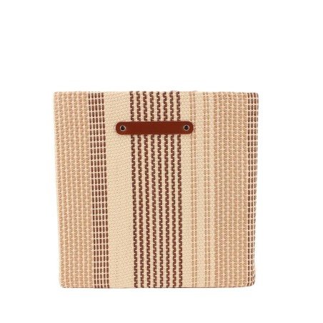 Panier cube en papier beige et marron 31cm | Hashtag Déco