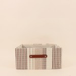Demi panier cube beige en tissu, 31x31x15cm | Hashtag Déco