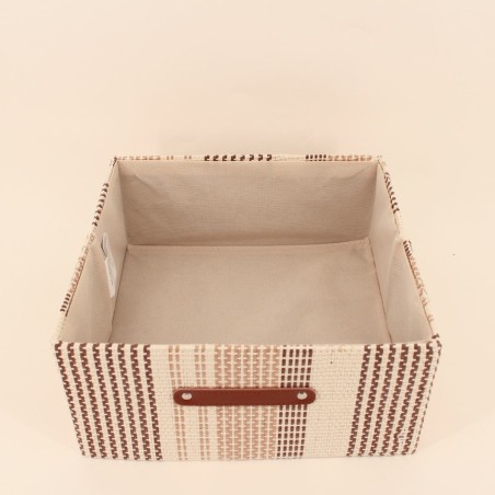 Demi panier cube beige en tissu, 31x31x15cm | Hashtag Déco