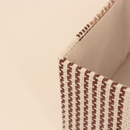Demi panier cube beige en tissu, 31x31x15cm | Hashtag Déco