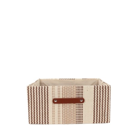 Demi panier cube beige en tissu, 31x31x15cm | Hashtag Déco